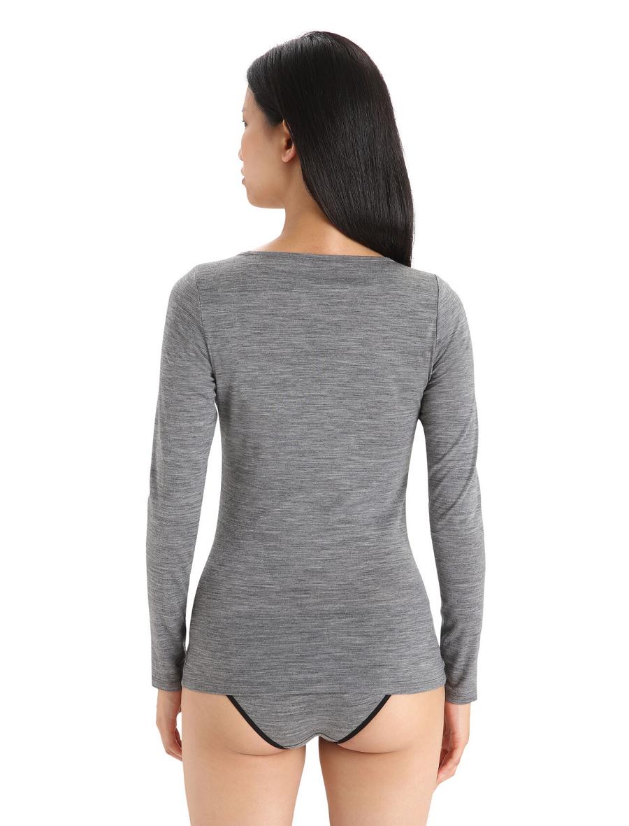 Gritstone Heather Icebreaker Merino Siren Long Sleeve Sweetheart Top Women's Underwear | AU 1690HAPK